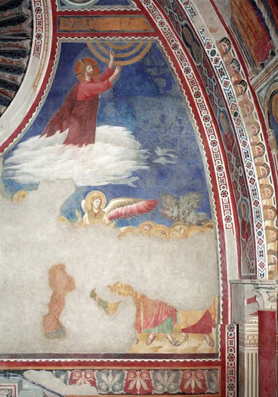 Uuden testamentin historia: Kristuksen taivaaseenastuminen - Fresko tekijältä Giotto (c.1266 1337)