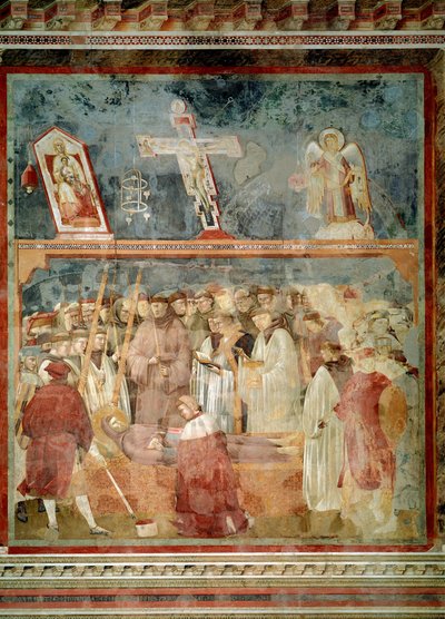 Pyhän Franciscus Assisilaisen elämä: Stigmien todentaminen (Pyhä Hieronymus tutkii stigmoja - Fresco tekijältä Giotto (c.1266 1337)