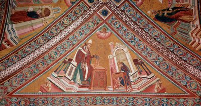 Kirkon tohtorit: paavi Gregorius I Suuri (fresko tekijältä Giotto (c.1266 1337)