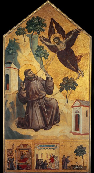Stigmata St. Francis - Tempera puulla, n. 1295-1300 tekijältä Giotto (c.1266 1337)