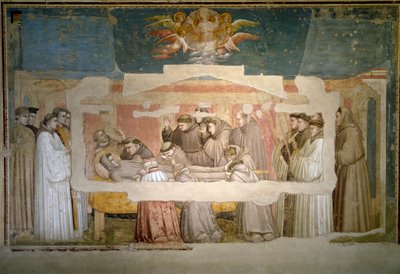 Pyhän Francois Assisilaisen hautajaiset. Stigman vahvistus. Giotto di Bondonen maalaus (1267? 1337) tekijältä Giotto (c.1266 1337)