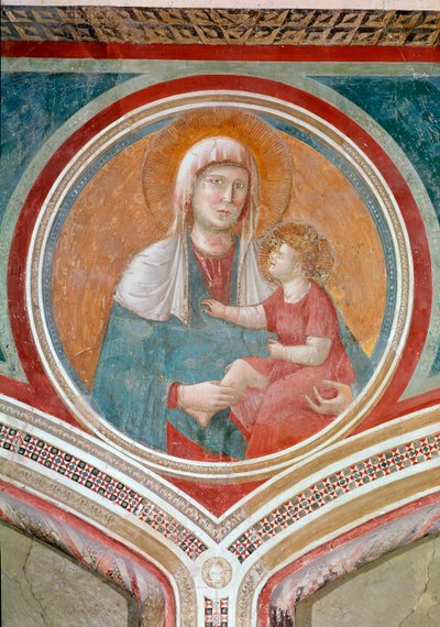 Neitsyt ja lapsi (Fresko tekijältä Giotto (c.1266 1337)