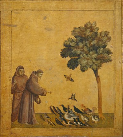 Saint Francois prechant aux oiseaux - Pyhä Fransiskus saarnaa linnuille ... tekijältä Giotto di Bondone (style of)