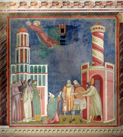Pyhä Franciscus vapauttaa harhaoppisen, 1297-1299 tekijältä Giotto di Bondone