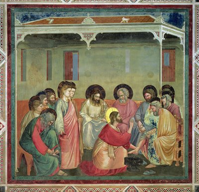Kristus pesee opetuslasten jalkoja, n. 1305 (palautuksen jälkeen) (katso myös 65194) tekijältä Giotto di Bondone