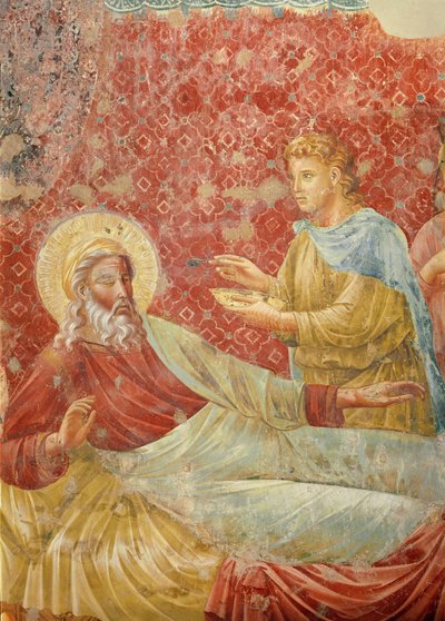 Iisak hylkää Esaun, Iisakin ja Esaun yksityiskohta, n. 1288 (yksityiskohta 350996) tekijältä Giotto di Bondone