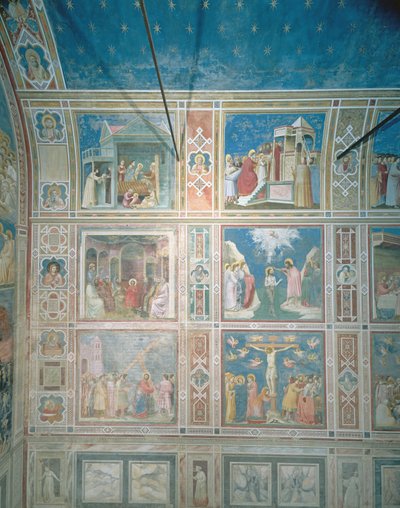 Näkymä freskoista vasemmalla seinällä, n. 1303-05 (restauroinnin jälkeinen) tekijältä Giotto di Bondone