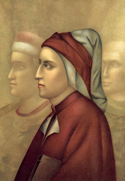 Dante Alighieri (chromolitho) tekijältä Giotto di Bondone after Giotto di Bondone after