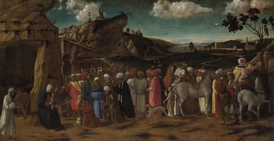 The Adoration of the Kings, n. 1475-1480 (öljy kankaalle) tekijältä Giovanni (workshop of) Bellini