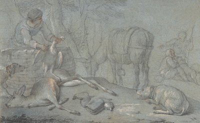 Hunters with Dead Game in a Landscape, 1600-1800. tekijältä Giovanni Agostino Cassana