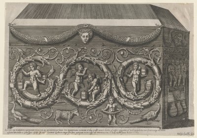 Roomalaisen loiston peili: Arabeskeilla koristeltu sarkofagi, 1582, 1582. tekijältä Giovanni Ambrogio Brambilla