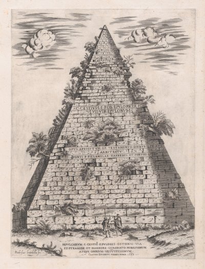Rooman loiston peili: Caius Cestiuksen pyramidi, 1582, 1582. tekijältä Giovanni Ambrogio Brambilla