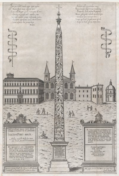 Rooman loiston peili: Konstantinuksen egyptiläinen obeliski, 1589, 1589. tekijältä Giovanni Ambrogio Brambilla