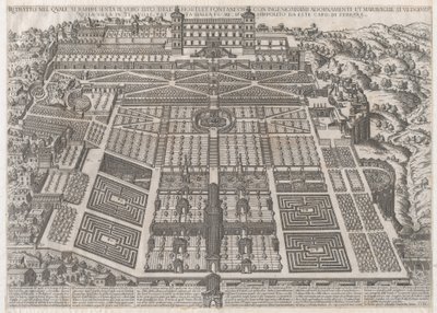 Roomalaisen loiston peili: Tivolin palatsi ja puutarhat, 1581, 1581. tekijältä Giovanni Ambrogio Brambilla.