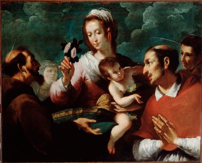 Neitsyt ja lapsi Charles Borromeen kanssa (Neitsyt ja lapsi st Carlo Borromeon kanssa) Giovanni Andrea de Ferrarin (n. 1598-1669) maalaus Genes, Musei di Strada Nuova (ex Palazzo Bianco) tekijältä Giovanni Andrea di Ferrari