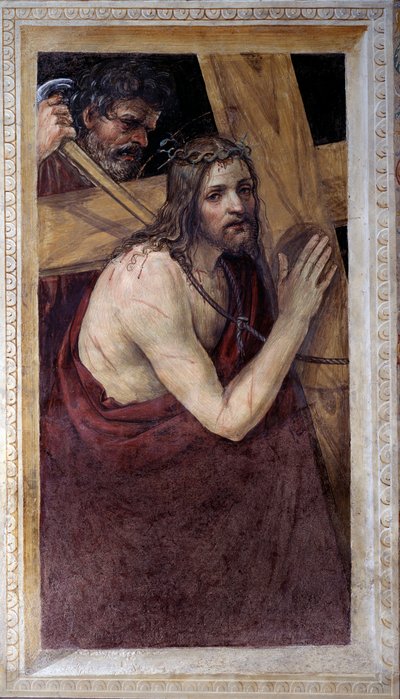 Jeesus kantaa ristiään (Fresko tekijältä Giovanni Antonio Bazzi Sodoma