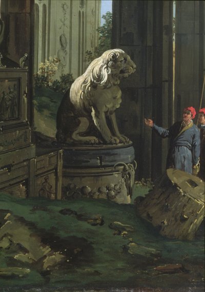 Yksityiskohta "Capriccio motiiveilla Padovasta", n. 1756 tekijältä Giovanni Antonio Canal