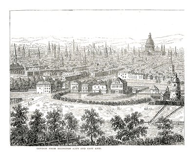 Lontooseen Islington Citystä ja East Endistä. Canalettin kuvasta, julkaistu 1753 tekijältä Giovanni Antonio Canal