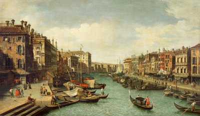 Grand Canal lähellä Rialton siltaa, Venetsia, noin 1730 tekijältä Giovanni Antonio Canal