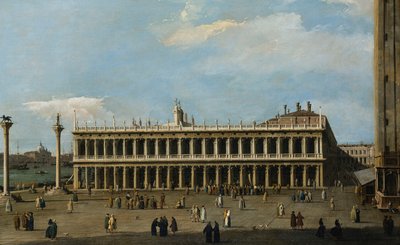 Kirjasto ja Piazzetta, Venetsia, Dogen palatsista, tekijältä Giovanni Antonio Canal