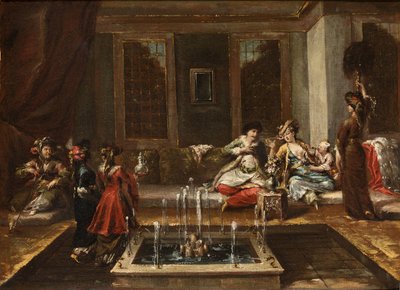 Armenian sisustus tai Orient Scene par Guardi, Giovanni Antonio (1699-1760). Öljy kankaalle, koko: 44x61,5 tekijältä Giovanni Antonio Guardi