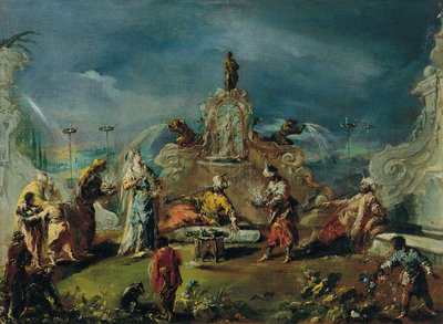 Kohtaus Serraglion puutarhassa tekijältä Giovanni Antonio Guardi