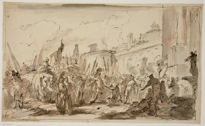 Pompeuksen pää esitettiin Caesarille tekijältä Giovanni Antonio Pellegrini