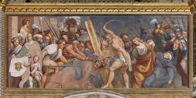 Keski-Aave, toinen eteläjänne, Jeesus kaatuu ristin alle, Il Pordenone tekijältä Giovanni Antonio Pordenone
