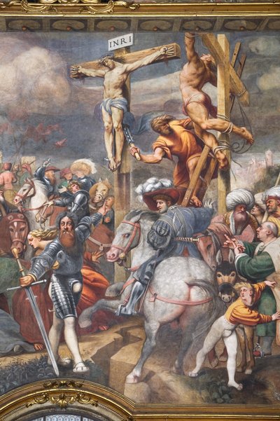 Ristiinnaulitseminen, yksityiskohta numeroista 2562703 ja 2562705 tekijältä Giovanni Antonio Pordenone