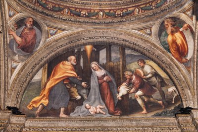 Lunette kuvaa paimenten palvontaa tekijältä Giovanni Antonio Pordenone