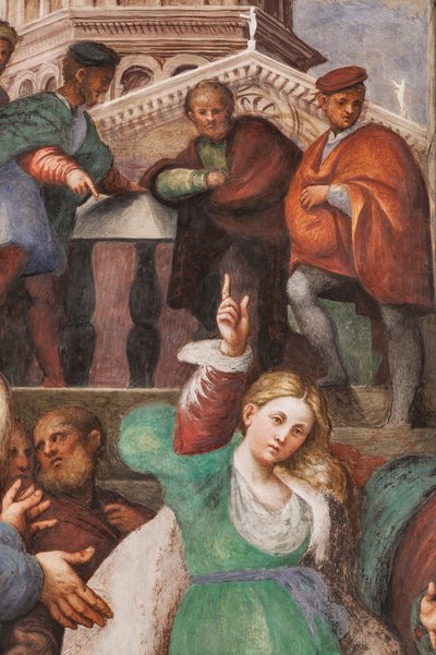 Pyhän Katariinan kiista filosofien kanssa, 1530-32 (fresko) (yksityiskohta numerosta 3601450) tekijältä Giovanni Antonio Pordenone