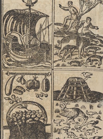 Esimerkki recammista, sivu 9 recto, 1530. tekijältä Giovanni Antonio Tagliente