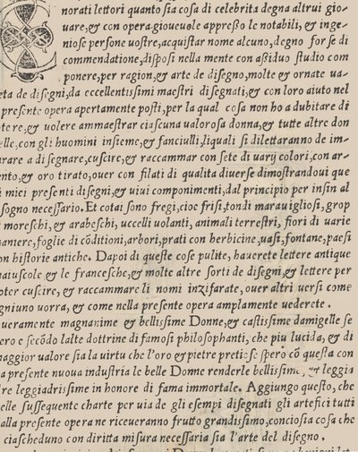 Esimerkki recammista, otsikkosivu verso, 1530. tekijältä Giovanni Antonio Tagliente