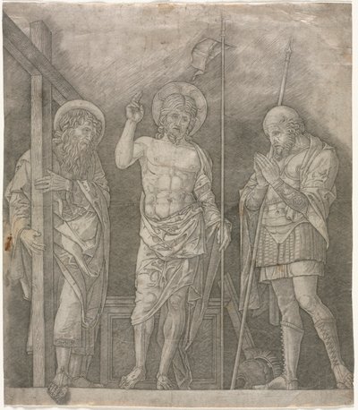 Ylösnoussut Kristus pyhien Andreaksen ja Longinuksen välillä tekijältä Giovanni Antonio da Brescia
