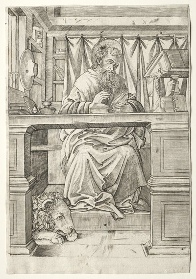Pyhä Hieronymus opiskelussaan tekijältä Giovanni Antonio da Brescia