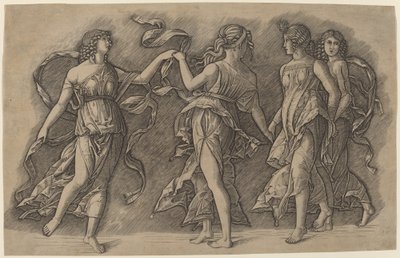 Neljä tanssivaa muusaa tekijältä Giovanni Antonio da Brescia, after Andrea Mantegna
