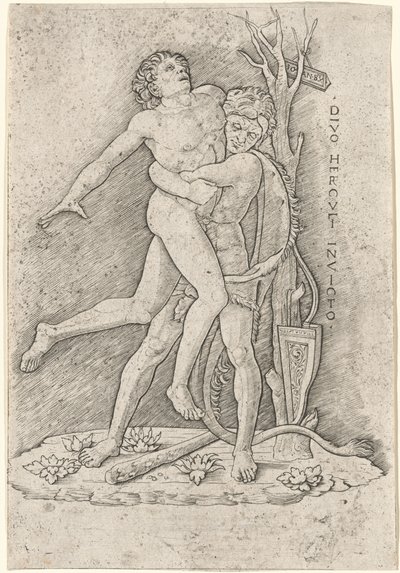 Hercules ja Antaeus tekijältä Giovanni Antonio da Brescia, after Andrea Mantegna
