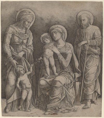 Pyhä perhe Pyhän Elisabetin ja Pienen Johanneksen kanssa tekijältä Giovanni Antonio da Brescia, after Andrea Mantegna