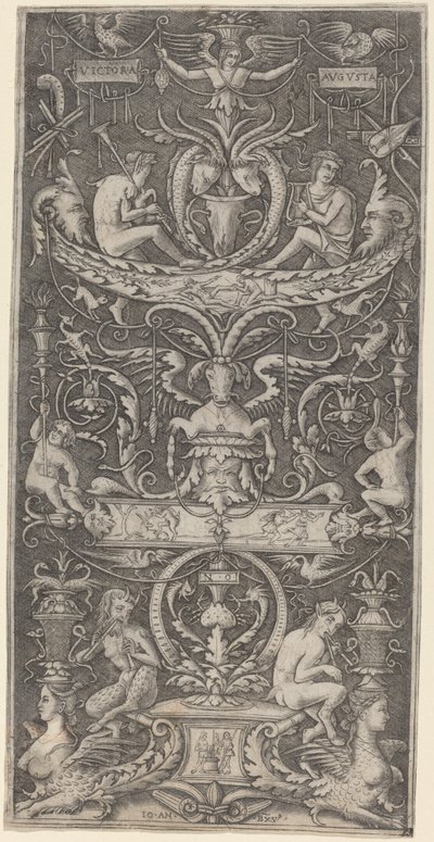 Koristetaulu, jossa kaiverrus "Victoria Augusta" tekijältä Giovanni Antonio da Brescia after Nicoletto