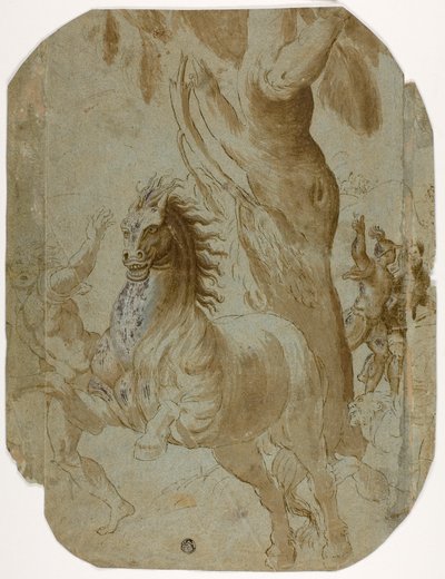 Pyhän Paavalin kääntyminen (recto); Mies takaa katsottuna (verso) tekijältä Giovanni Antonio da Pordenone