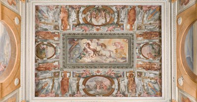 Apollon ajaa auringon vaunut, Apollo Loggia, n. 1560 (fresko) tekijältä Giovanni Battista and Cambiaso Luca Castello