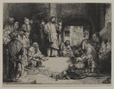 Kristus saarnaa (La Petite tombe), n.1652 (etsaus, kuivaneula ja burin, painopaperi, kiinnitetty painopaperille). tekijältä Giovanni Battista Tiepolo