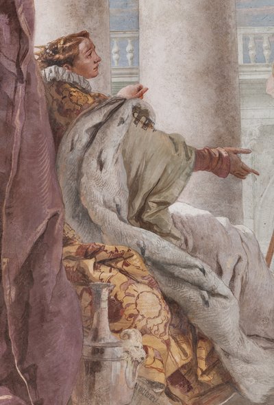 Palazzina (Pieni rakennus), Aeneidin kolmas huone: "Aeneas esittelee Eroksen Didonelle Ascaniuksen kaltaisena", yksityiskohta tekijältä Giovanni Battista Tiepolo