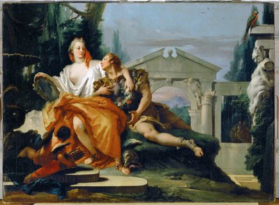 Rinaldo Armidan lumoissa. Torquato Tasson teoksesta (maalaus kankaalle). tekijältä Giovanni Battista (1696-1770) Tiepolo