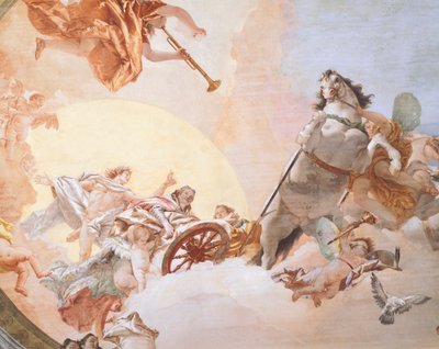 Giambattista Tiepolon (1696-1770) häälegoria, fresko, yksityiskohta, hääallegoriahuoneen katto, Ca 