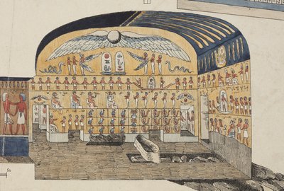 Osa Psammuthiksen haudasta Thebassa, jonka Belzoni löysi ja avasi vuonna 1818 (käsinvärinen lito) tekijältä Giovanni Battista (after) Belzoni