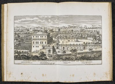 "Perspektiivi Giardino dell Excellentis Signor Duca Mattei alla Navicellasta Monte Celiossa, Roomassa" tekijältä Giovanni Battista (after) Falda