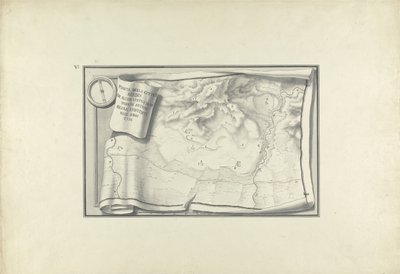 Sardisin raunioiden suunnitelma, jossa on jäännöksiä muinaisista rakennuksista, jotka ovat edelleen olemassa vuonna 1750, noin 1750 (kynä ja muste, grafiitin päällä paperilla) tekijältä Giovanni Battista Borra