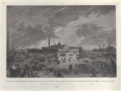 Yönäkymä Dogen ja Venetsian senaatin jouluaattona kulkueesta San G..., 1763. tekijältä Giovanni Battista Brostoloni