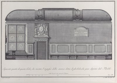 Levy 4: poikkileikkaus Bolognan instituutin salista, sisäänkäynti r..., 1756. tekijältä Giovanni Battista Brostoloni